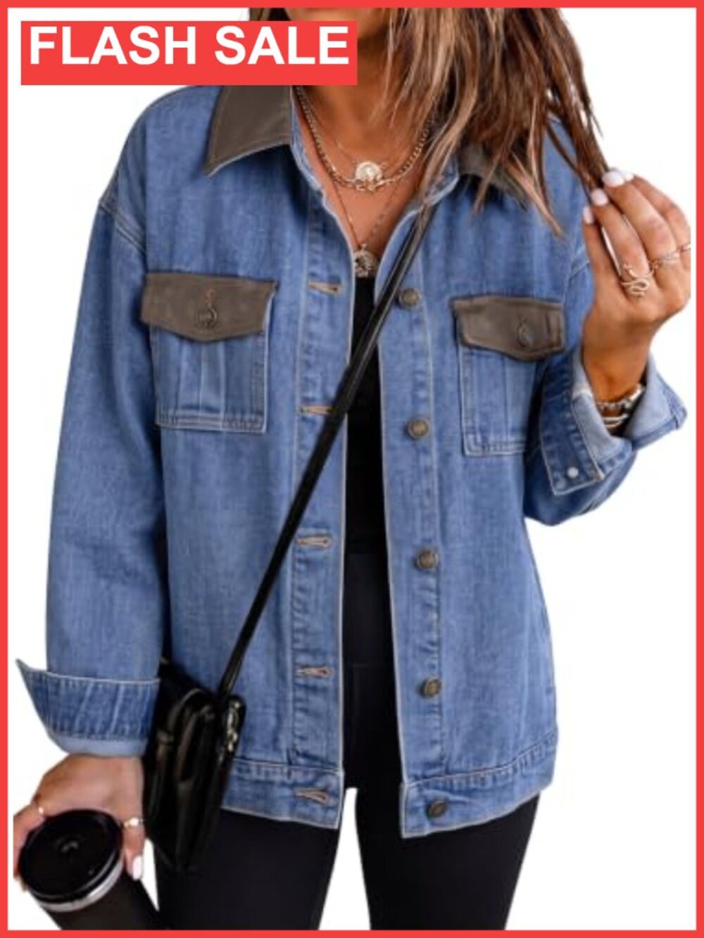 EVALESS Womens Boyfriend Washed Denim Jean Jacket Coat Concert Outfit